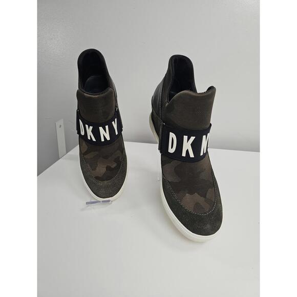 DKNY Women's Camouflage Slip-On Sneakers with Logo Strap - Picture 2 of 9
